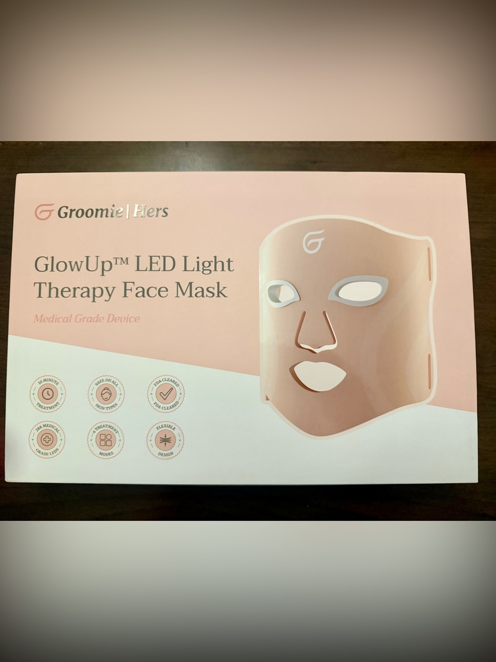 GlowUp LED Light Therapy Face Mask - Pink- Complete Set In Box!